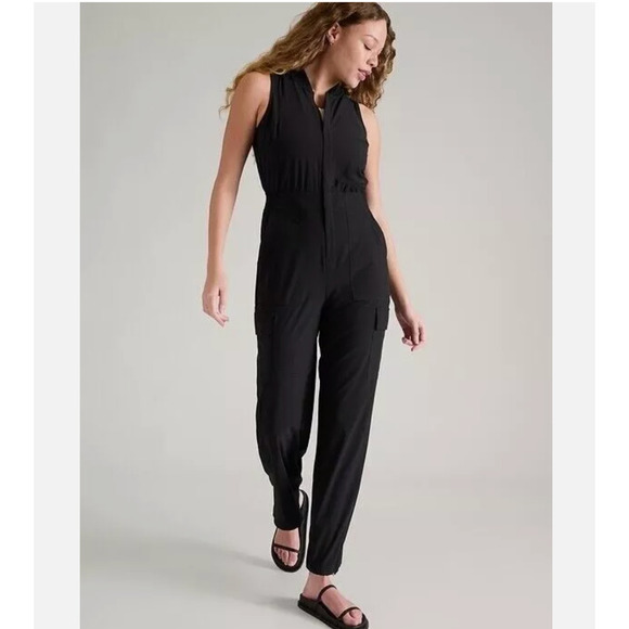 Athleta Pants - ATHLETA BROOKLYN UTILITY JUMPSUIT Size 2 BLACK #824834 NEW